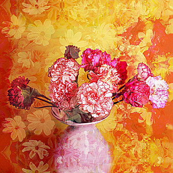 康乃馨,花瓶,花,装饰