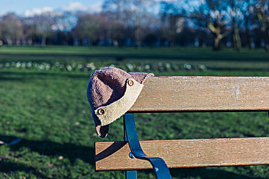 帽子,左边,公园长椅