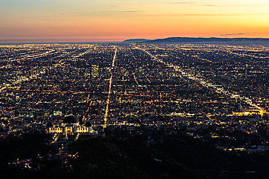 洛杉矶,天际线,观测,加利福尼亚,美国