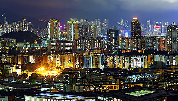市区,香港,夜晚