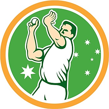 澳大利亚人,板球,迅速,保龄球手,保龄球,圆,卡通