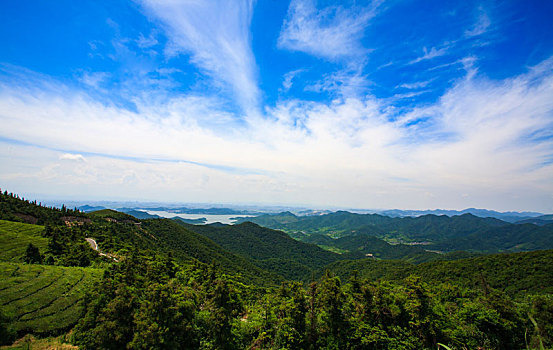 远眺,山,湖,远方