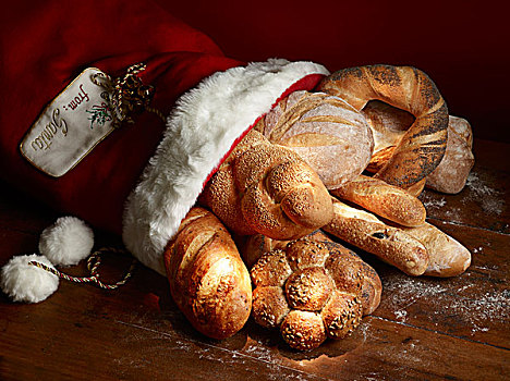 多样,面包,面包卷,圣诞袜