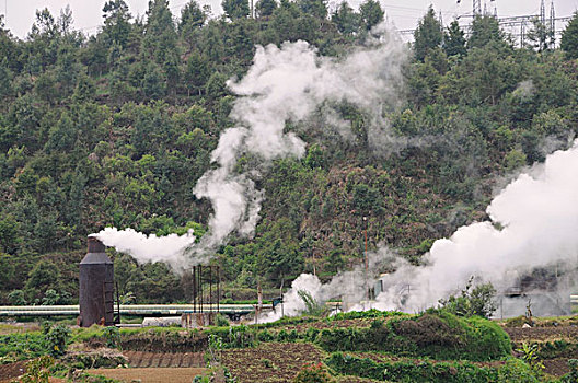 蒸汽,管,地热发电站,火山作用,中爪哇,印度尼西亚,东南亚