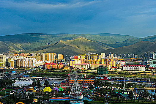 国家,游乐园,后面,现代,建造,地区,乌兰巴托,蒙古,亚洲