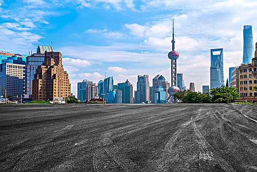 上海外滩和城市道路广场沥青路面