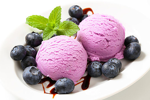 蓝莓,冰淇淋,水果