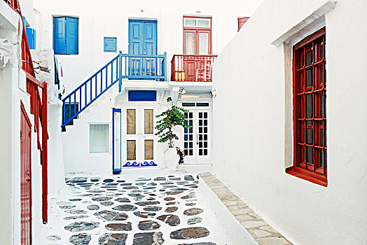 街道,传统,希腊,建筑,米克诺斯岛