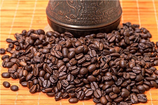 咖啡豆,竹垫