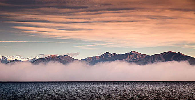 雾气,山,马焦雷湖,伦巴第,意大利