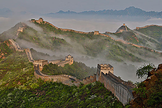 长城,雾状,早晨,金山岭