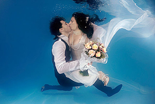 新婚夫妇,水下,婚礼,水池,敖德萨,乌克兰,东欧