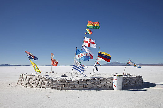 玻利维亚,盐湖,乌尤尼盐沼,盐,酒店,旗帜
