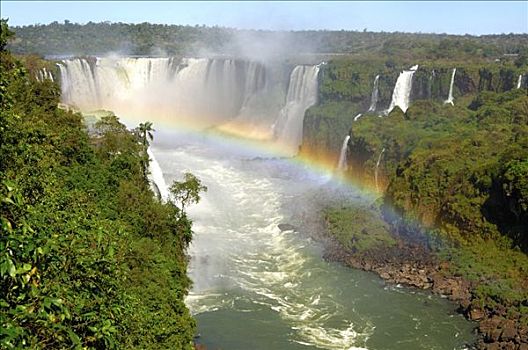 瀑布,彩虹,伊瓜苏,阿根廷,巴西