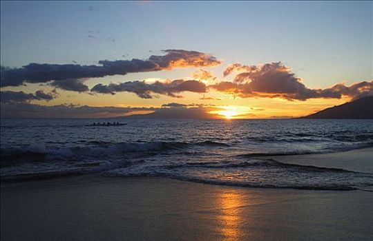 夏威夷,毛伊岛,日落,一个