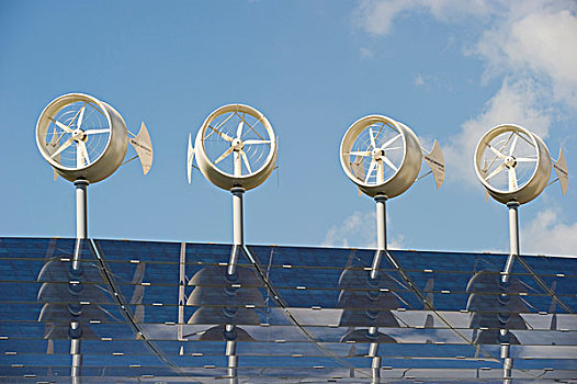 小,风轮机,太阳能电池板,屋顶,酒店,布赖施高,巴登符腾堡,德国,欧洲