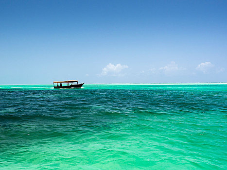 船,蓝绿色海水,海岸,桑给巴尔岛,群岛,坦桑尼亚,非洲