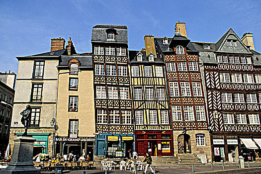 法国,布列塔尼,伊勒-维莱讷省,35岁,雷恩,街道,老,房子,17世纪