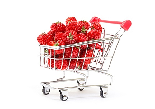成熟,红色,草莓,购物车