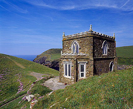 英格兰,康沃尔,城堡,海岸