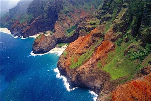航拍,海岸,纳帕利海岸,考艾岛,夏威夷,美国