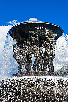 喷泉,古斯塔夫-维格朗,安装,福洛格纳公园,奥斯陆,挪威