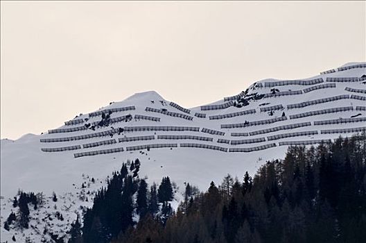 雪崩,屏障,山谷,提洛尔,奥地利,欧洲