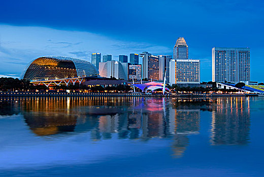 新加坡,天际线,休闲场所,背影,剧院,湾,文化中心,太平洋,东方,康拉德,东南亚