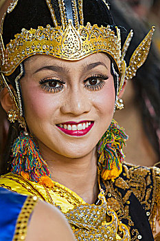 印度尼西亚,巴厘岛,头像,年轻,雷贡舞,等待,表演,艺术,节日,拿,登巴萨,跑,七月,上面,展示,跳舞