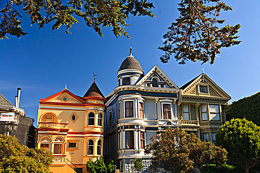 维多利亚风格,家,靠近,阿拉摩广场,旧金山,加利福尼亚,美国