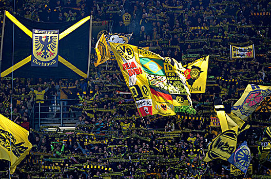 球迷,旗帜,伦敦南岸,联盟,多特蒙德,信号,公园,北莱茵-威斯特伐利亚,德国,欧洲