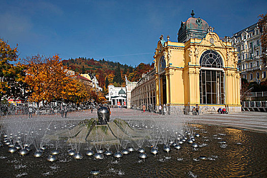 欧洲,捷克共和国,唱,喷泉,柱廊,背景