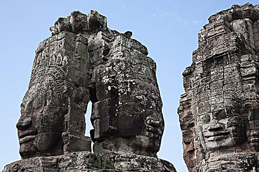 石头,脸,巴扬寺,吴哥窟,收获,柬埔寨