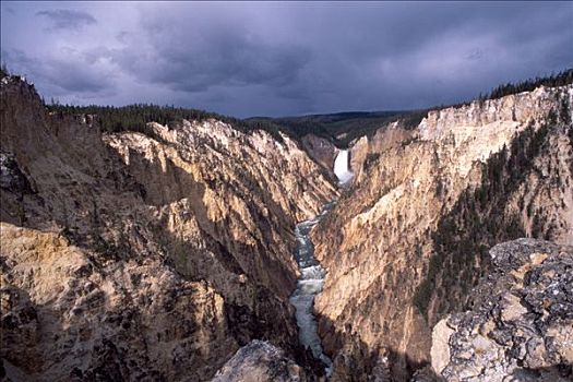 瀑布,急流,下瀑布,黄石大峡谷,黄石国家公园,怀俄明,美国