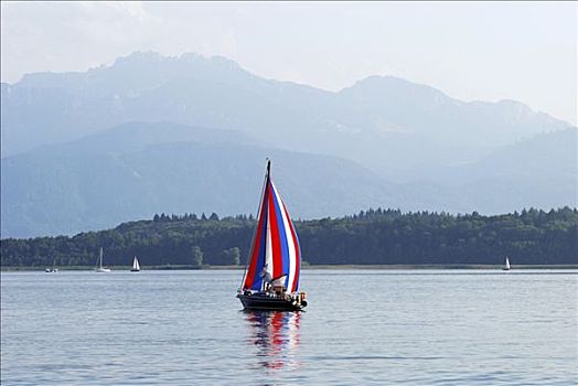 帆船,基姆湖,巴伐利亚,德国