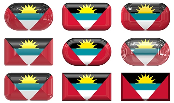 玻璃,扣,旗帜,安提瓜岛,巴布达岛
