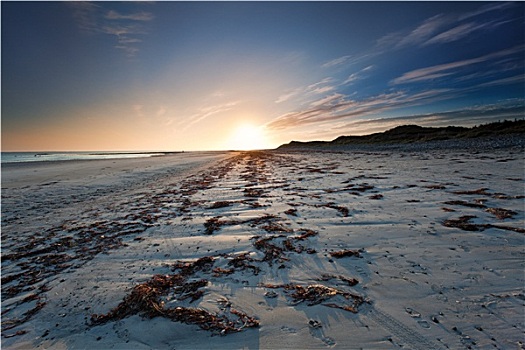 日落,上方,海滩,外赫布里底群岛,苏格兰