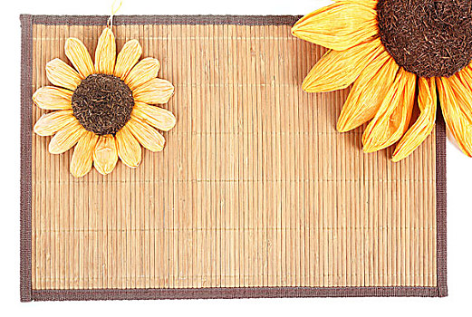 向日葵,装饰,木桌子,布置,背景