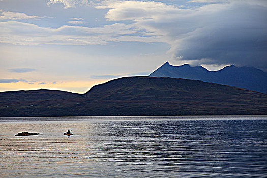 苏格兰,高地,孤单,皮筏艇,湖,斯凯岛