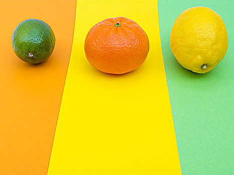 彩色,柑橘,水果,柠檬,橙色