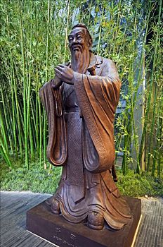中国,北京,雕塑,孔子,围绕,竹子