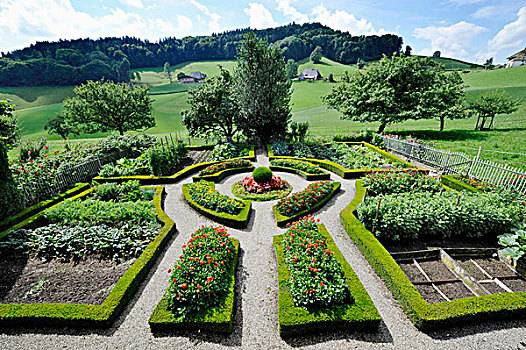 别墅花园,床,瑞士