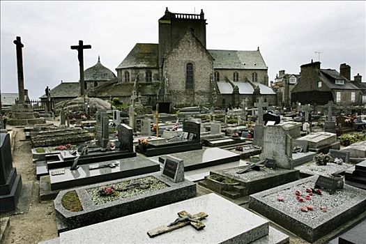 法国,诺曼底,教堂,墓地