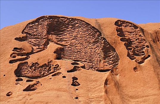 乌卢鲁巨石,艾尔斯巨石,结构,特写,卡塔曲塔国家公园,北领地州,澳大利亚