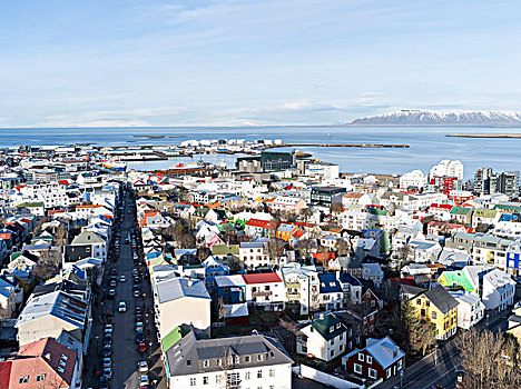 雷克雅未克,首都,冰岛,风景,俯视,大幅,尺寸