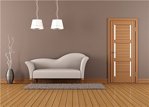 褐色,客厅,白色,沙发
