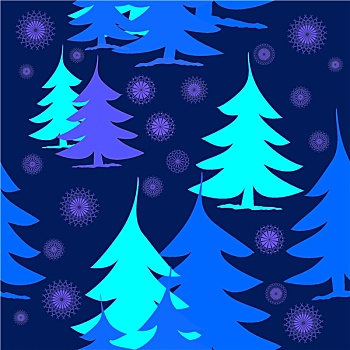 抽象,圣诞装饰,背景,蓝色,绿色,紫色,冷杉,星,暗色,无缝,图案,高兴,梦幻
