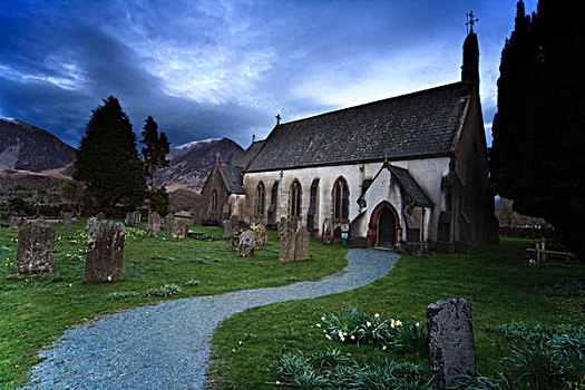 教堂,墓地,湖区,坎布里亚,英格兰