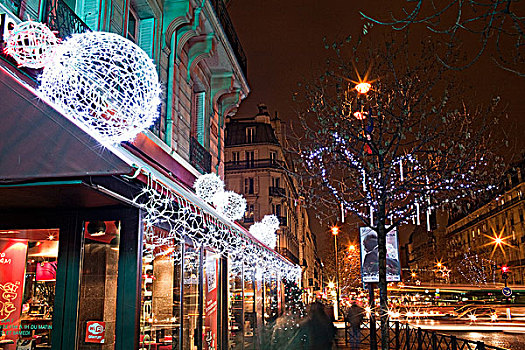 法国,巴黎,圣诞灯光