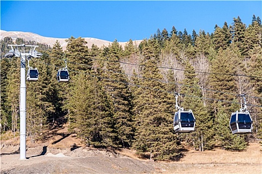 滑雪缆车,山